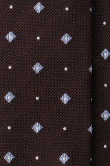 3-Fold Floral Silk Grenadine Jacquard Tie - Brown/Light Blue