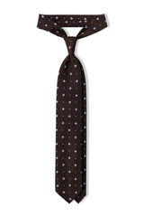 3-Fold Floral Silk Grenadine Jacquard Tie - Brown/Light Blue