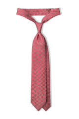 3-Fold Circle Patterned Printed Silk Tie - Red/White - Brunati Como®