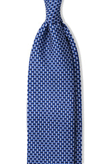 3-Fold Honeycomb Printed Silk Tie – Blue / Navy / White - Brunati Como®