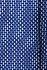 3-Fold Honeycomb Printed Silk Tie – Blue / Navy / White - Brunati Como®