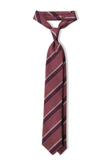 3-Fold Striped Silk Jacquard Repp Tie - Melange Burgundy / Navy / Wine