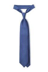 3-Fold Honeycomb Printed Silk Tie – Blue / Navy / White - Brunati Como®