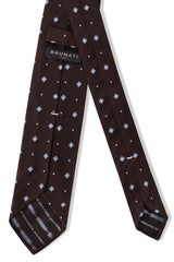 3-Fold Floral Silk Grenadine Jacquard Tie - Brown/Light Blue