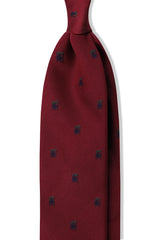 3-Fold Heraldic Repp Silk Tie - Bordeaux / Navy / Green - Brunati Como®