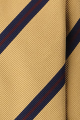 3-Fold Striped Repp Silk Tie - Yellow / Navy / Burgundy - Brunati Como®