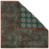 Doubleface Handrolled Flannel Pocket Square - Rust Orange / Forest - Brunati Como®