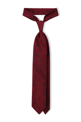 3-Fold Heraldic Repp Silk Tie - Bordeaux / Navy / Green - Brunati Como®