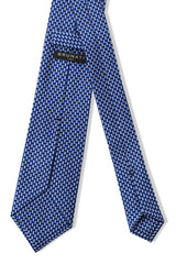3-Fold Honeycomb Printed Silk Tie – Blue / Navy / White - Brunati Como®