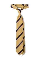 3-Fold Striped Repp Silk Tie - Yellow / Navy / Burgundy - Brunati Como®