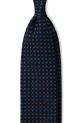 Minimal Patterned Silk Grenadine Jacquard Tie - Navy / Light Blue - Brunati Como®