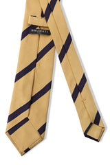 3-Fold Striped Repp Silk Tie - Yellow / Navy / Burgundy - Brunati Como®