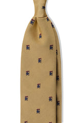3-Fold Heraldic Repp Silk Tie - Muted Gold / Navy / Bordeaux - Brunati Como®