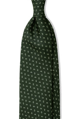 3-Fold Mini Paisley Patterned Printed Silk Tie - Forest/White - Brunati Como®