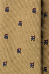 3-Fold Heraldic Repp Silk Tie - Muted Gold / Navy / Bordeaux - Brunati Como®