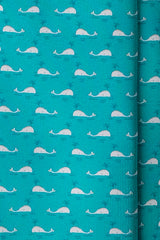 3-Fold Whale Patterned Printed Silk Tie - Turquoise - Brunati Como®