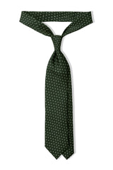 3-Fold Mini Paisley Patterned Printed Silk Tie - Forest/White - Brunati Como®