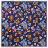 Doubleface Handrolled Silk Pocket Square - Navy / Brown - Brunati Como®