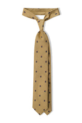 3-Fold Heraldic Repp Silk Tie - Muted Gold / Navy / Bordeaux - Brunati Como®