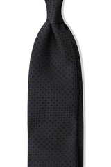 3- Fold Silk Jacquard Tie - Dark Grey / Black - Brunati Como®