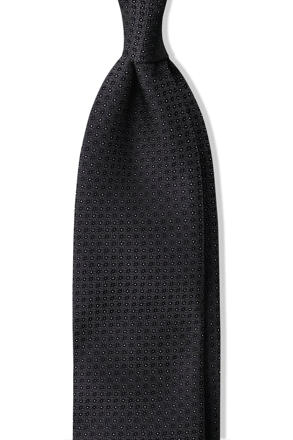 3- Fold Silk Jacquard Tie - Dark Grey / Black - Brunati Como®