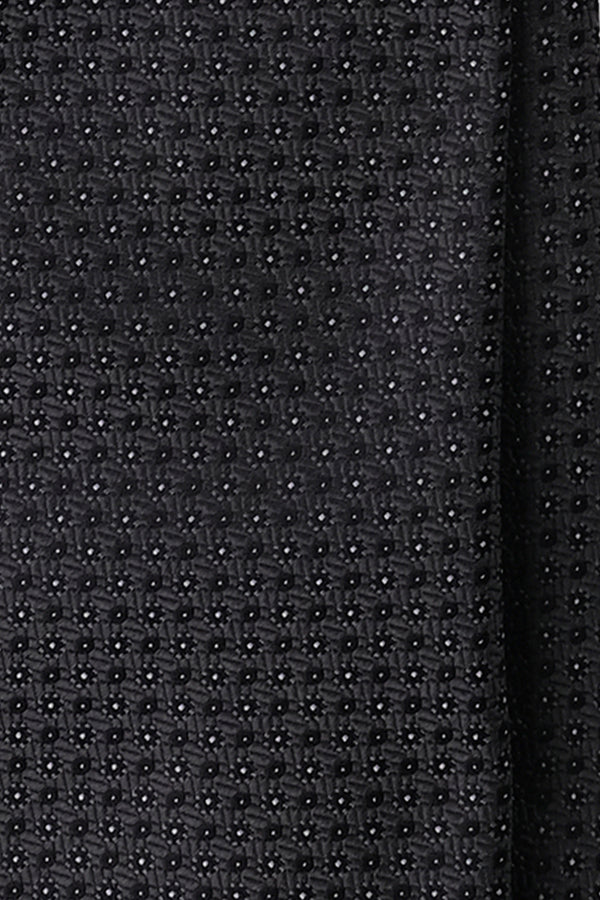 3- Fold Silk Jacquard Tie - Dark Grey / Black - Brunati Como®