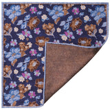 Doubleface Handrolled Silk Pocket Square - Navy / Brown - Brunati Como®