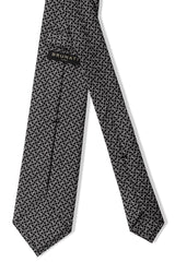 3-Fold Horsebit Printed Silk Tie - Black - Brunati Como®