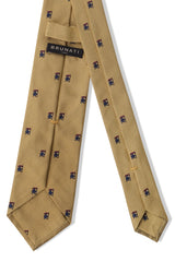 3-Fold Heraldic Repp Silk Tie - Muted Gold / Navy / Bordeaux - Brunati Como®