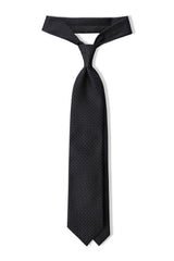 3- Fold Silk Jacquard Tie - Dark Grey / Black - Brunati Como®