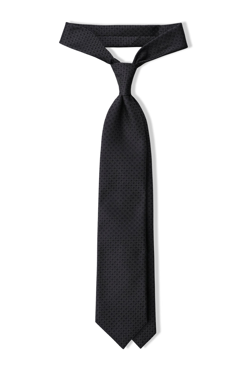 3- Fold Silk Jacquard Tie - Dark Grey / Black - Brunati Como®