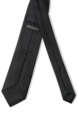 3-Fold Solid Repp Silk Tie - Black - Brunati Como®