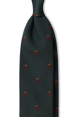 3-Fold Heraldic Repp Silk Tie - Forest Green / Bordeaux / Copper - Brunati Como®