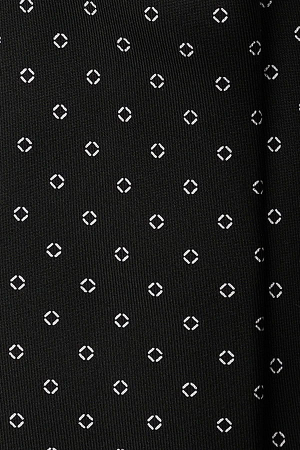 3-Fold Cube Patterned Printed Silk Tie - Black/White - Brunati Como®