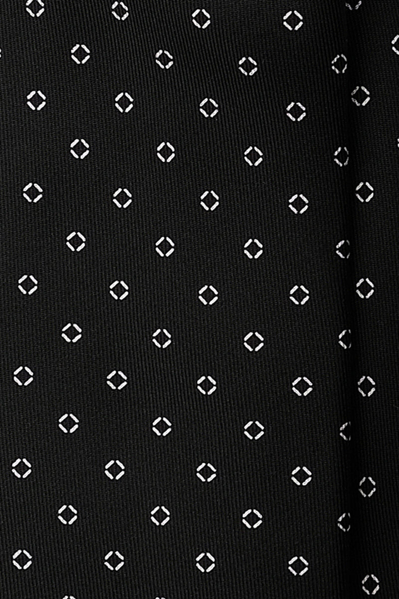 3-Fold Cube Patterned Printed Silk Tie - Black/White - Brunati Como®