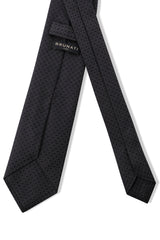 3- Fold Silk Jacquard Tie - Dark Grey / Black - Brunati Como®