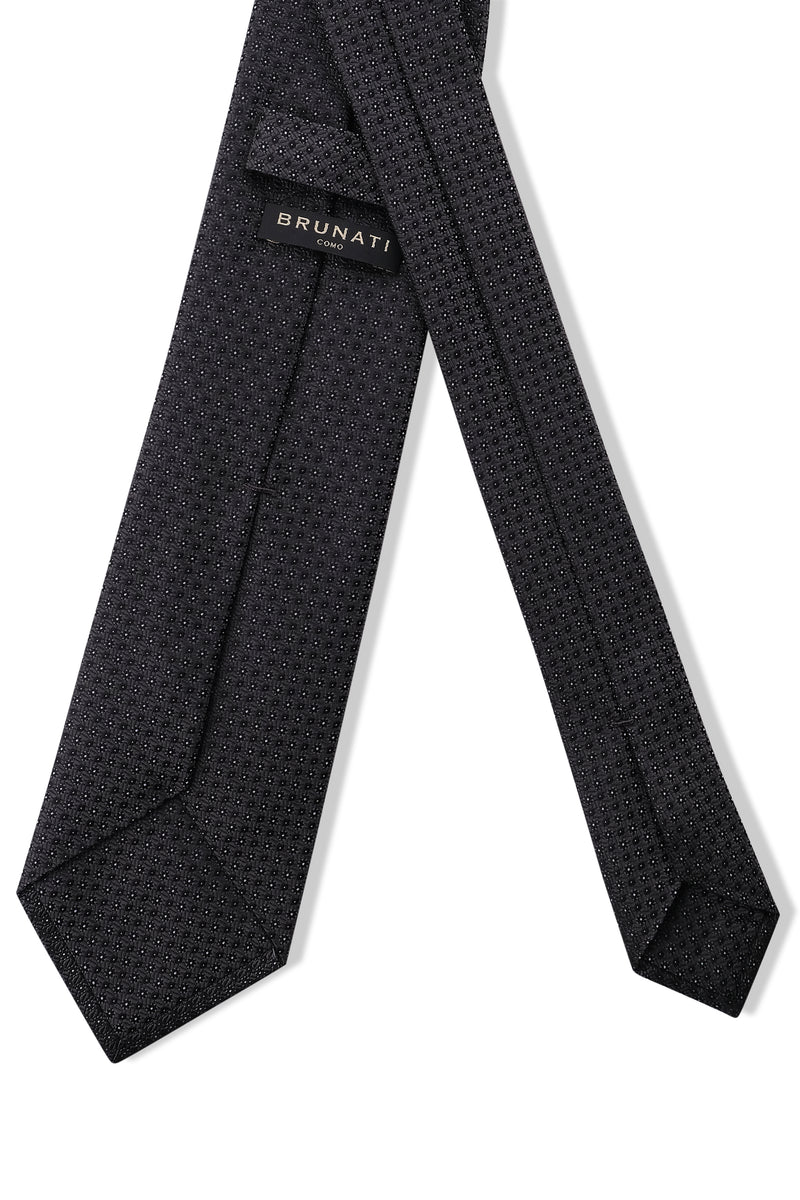 3- Fold Silk Jacquard Tie - Dark Grey / Black - Brunati Como®