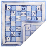 Horsebit Pattern Silk Pocket Square - Light Blue / White