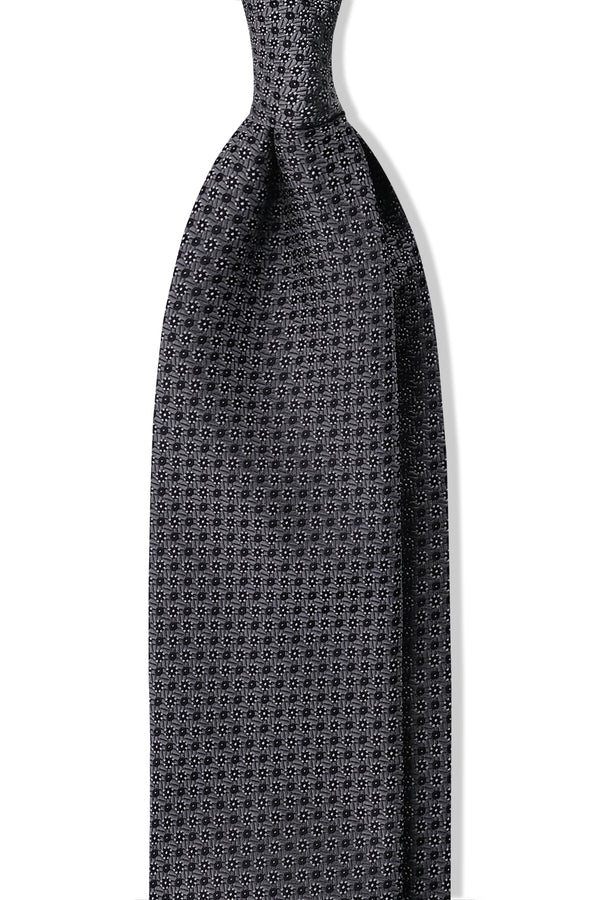 3- Fold Silk Jacquard Tie - Grey - Brunati Como®