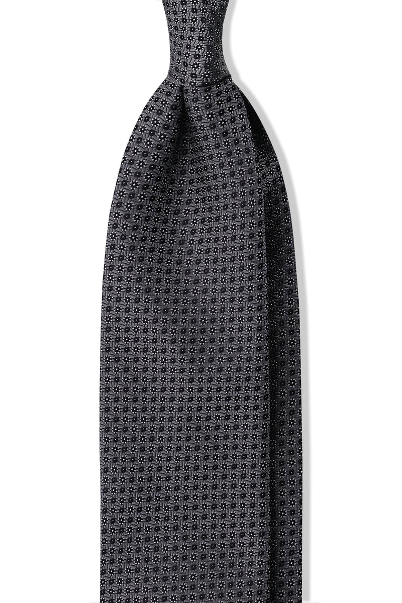 3- Fold Silk Jacquard Tie - Grey - Brunati Como®