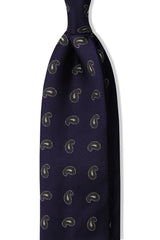 Paisley Silk Jacquard Tie – Navy / Olive - Brunati Como®