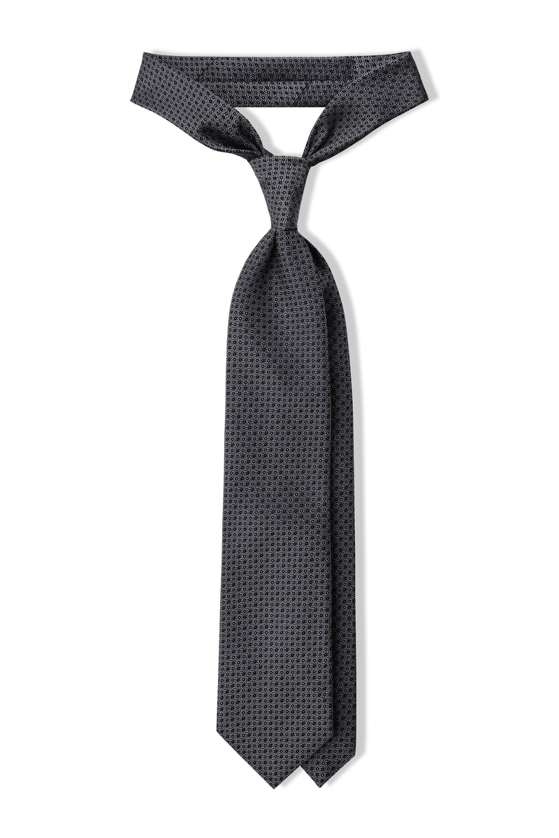 3- Fold Silk Jacquard Tie - Grey - Brunati Como®