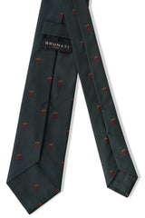 3-Fold Heraldic Repp Silk Tie - Forest Green / Bordeaux / Copper - Brunati Como®