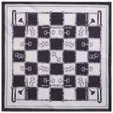 Horsebit Pattern Silk Pocket Square - Navy / White