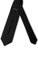 3-Fold Cube Patterned Printed Silk Tie - Black/White - Brunati Como®