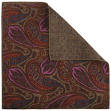 Doubleface Handrolled Flannel Pocket Square - Olive Green / Purple - Brunati Como®