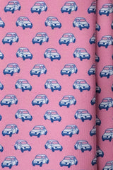 3-Fold Italian Car Patterned Printed Silk Tie - Bubblegum - Brunati Como®