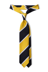 3-Fold Regimental Repp Silk Tie - Yellow / Very Dark Navy / White