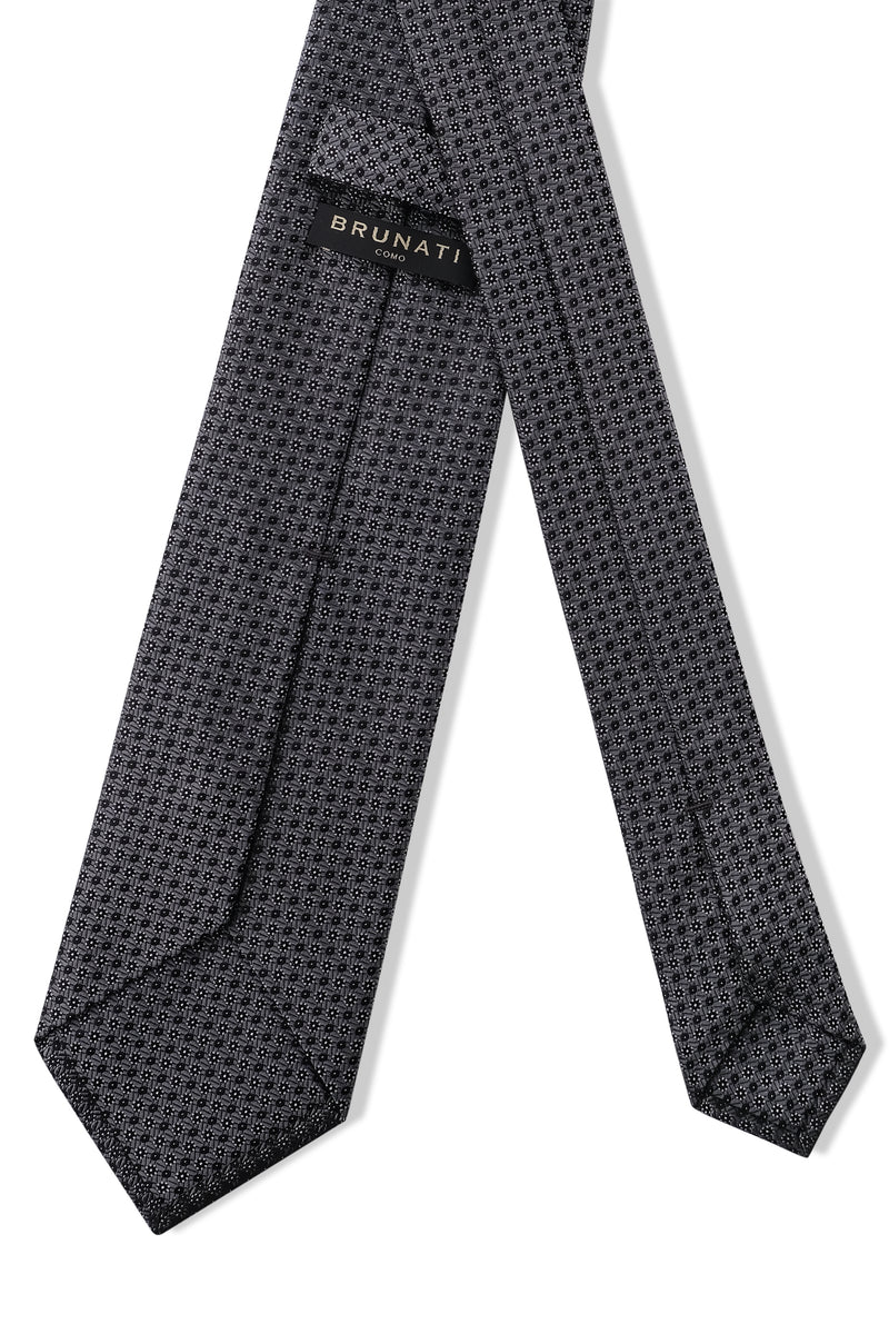 3- Fold Silk Jacquard Tie - Grey - Brunati Como®