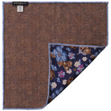 Doubleface Handrolled Silk Pocket Square - Navy / Brown - Brunati Como®